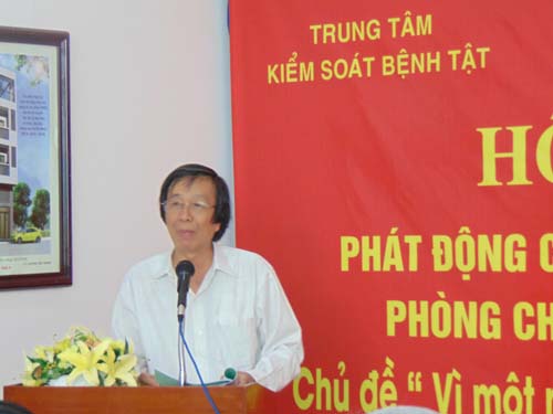 NSNA Nguyễn Lành, chủ tịch Hội LH VHNT, Phó Ban Tổ chức Cuộc thi phát biểu phát động Cuộc thi